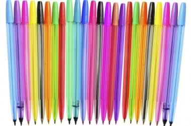 Row of Colouring Pens on White Background